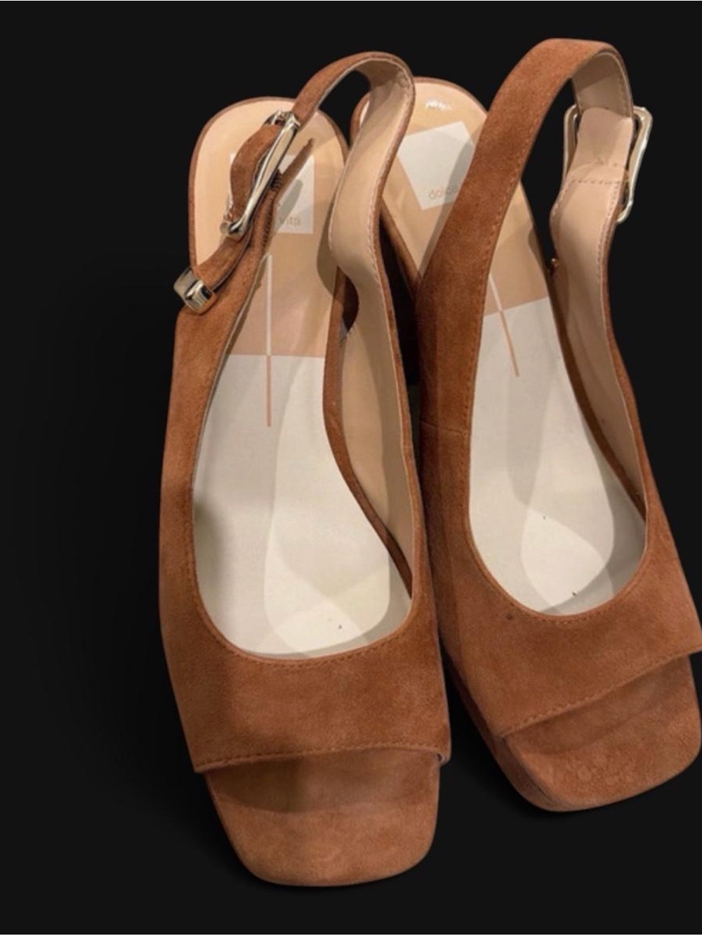 Dolce Vita Tan Suede Peep-Toe Slingback Heels